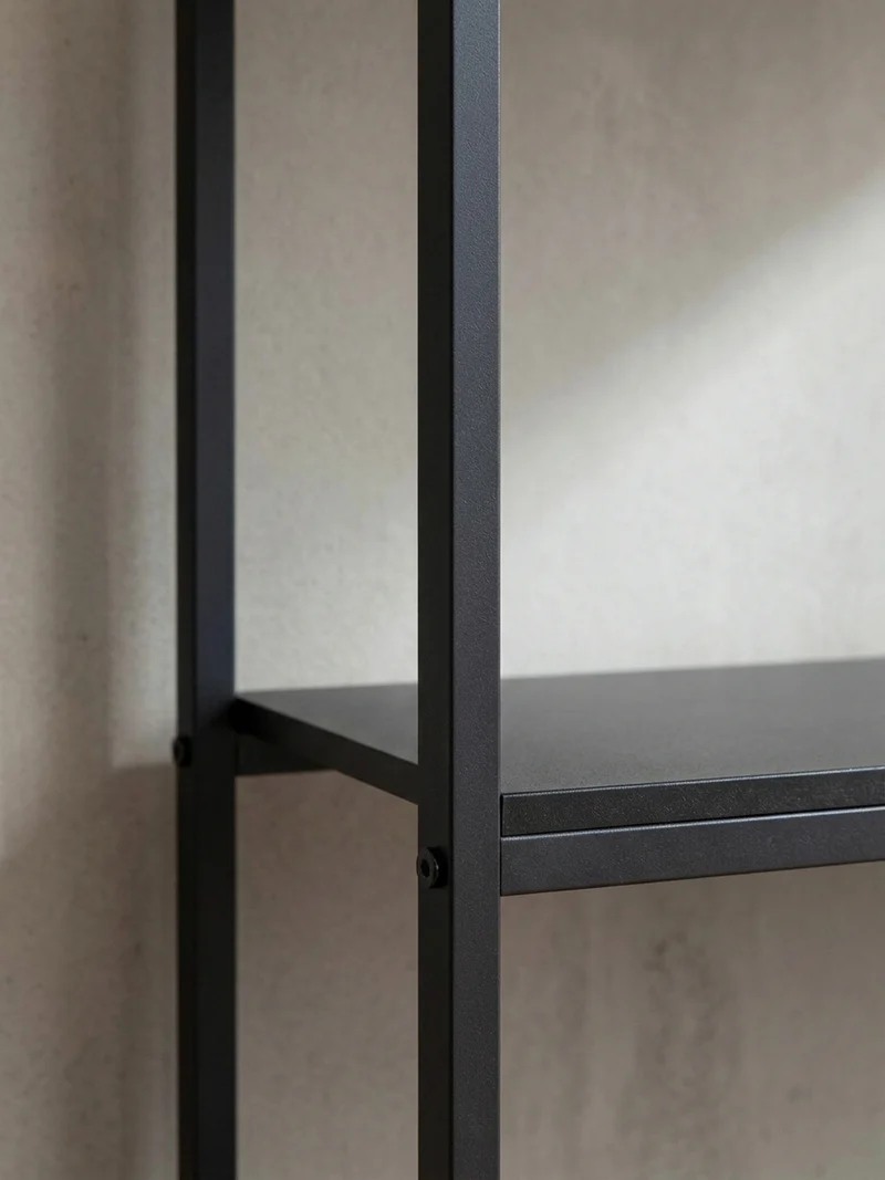 Konsolentisch – Schwarz, 100x30x75 cm, mit Wiener Geflecht, Schubladen und Ablage