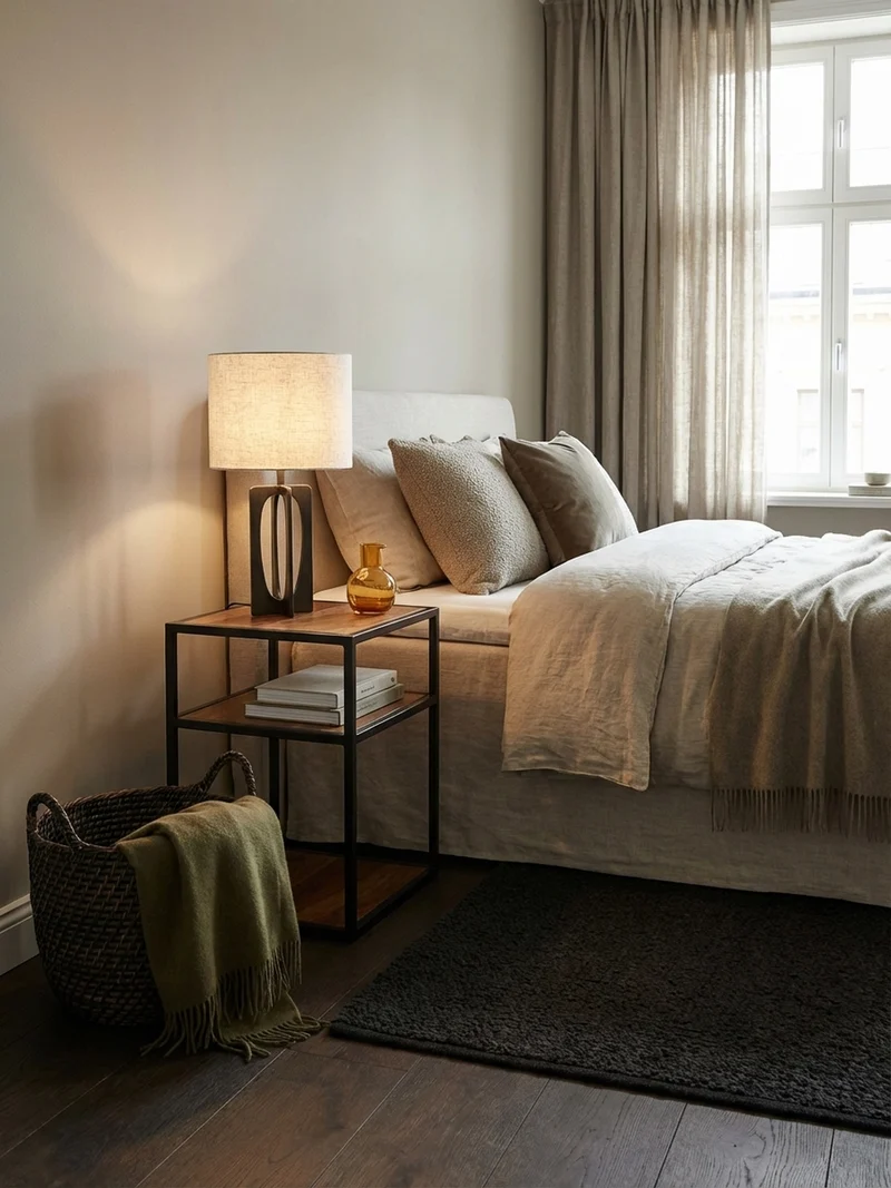 Nachttisch – Massivholz, 40x50x35 cm, 3 Ablagen, Industrial-Stil