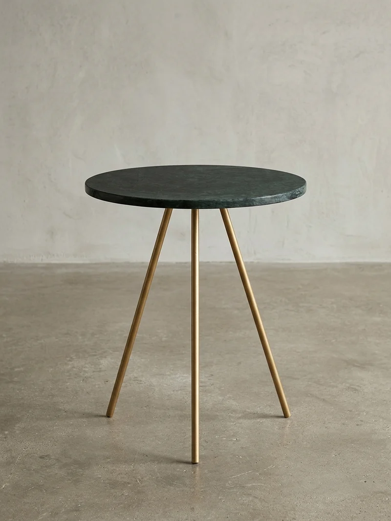 Beistelltisch – Echter Marmor Grün Gold Metallbeine 38x38x44 cm