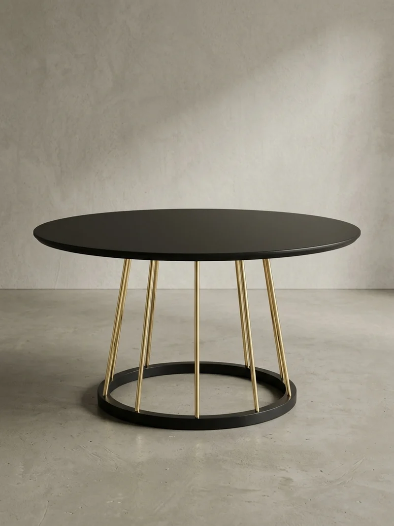Couchtisch Schwarz Gold, Metall mit großer Ablagefläche, elegantes Design