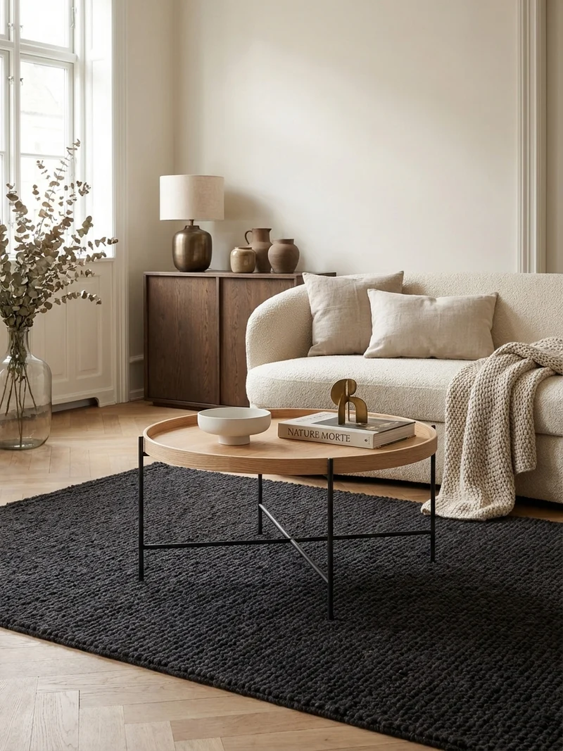 Couchtisch Eichenholz Furnier mit stabilem Metallgestell, Modernes zeitloses Design