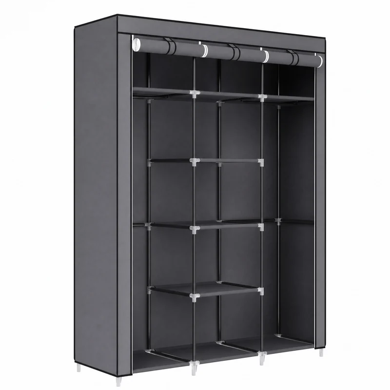 Faltbarer Stoff-Kleiderschrank mit Aufbewahrungstaschen