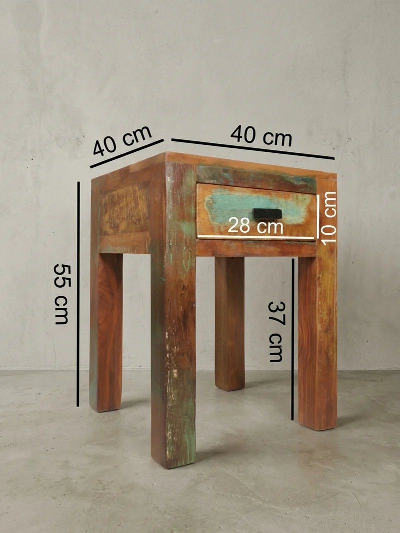 Nachttisch – Mango Massivholz Shabby Chic 40x40x55 cm