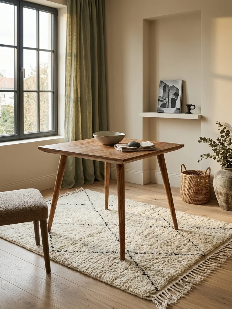 Esszimmertisch – Massivholz Braun 80x80x76 cm Retro Landhausstil
