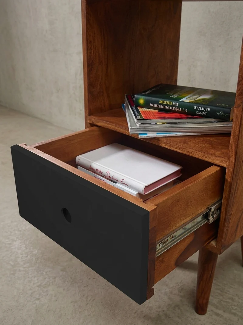 Nachttisch – Massivholz, 70 cm hoch, Retro-Stil, für Boxspringbett