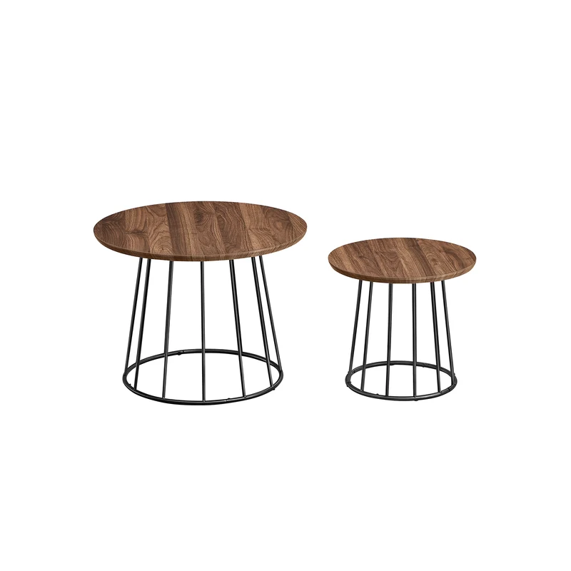Couchtisch 2er Set mit Stahlgestell ebenholzschwarz