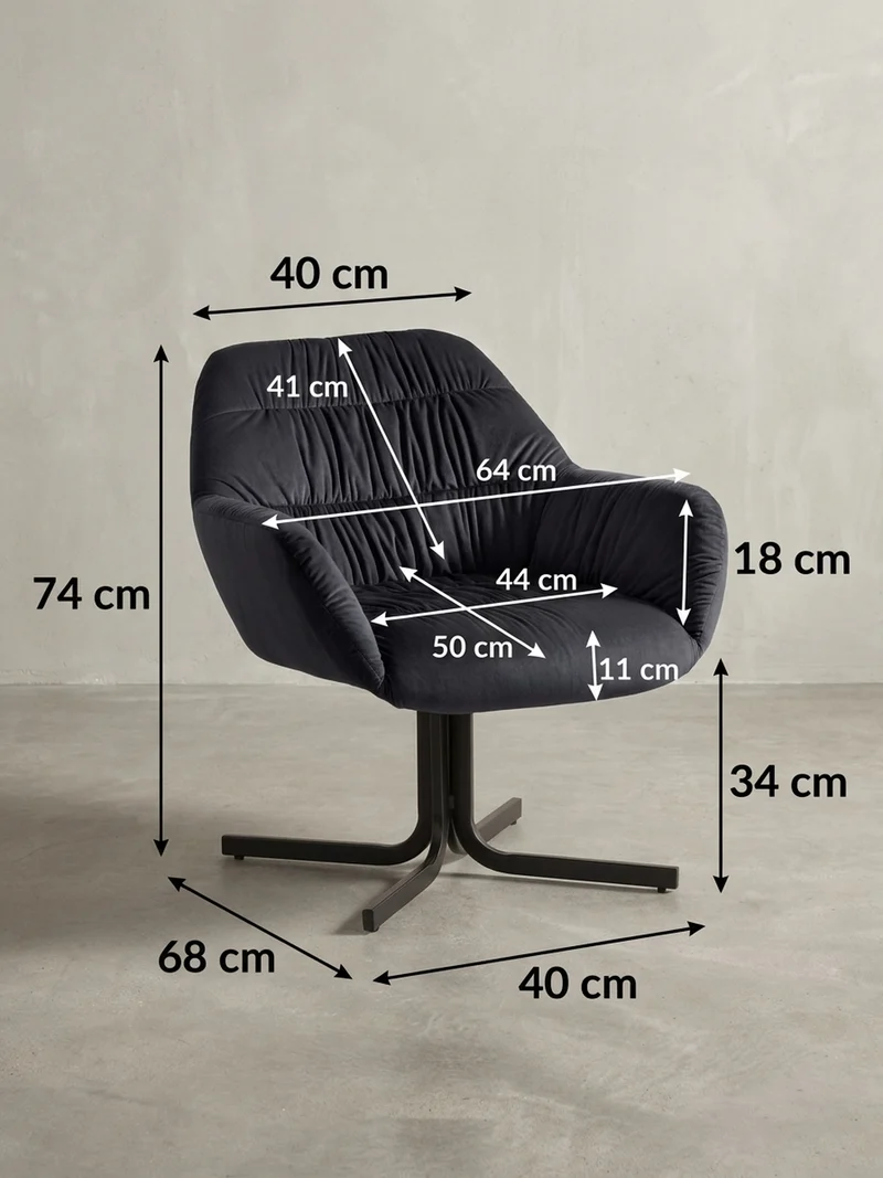 Loungesessel Samt mit Armlehnen und Metallgestell, gepolsterter Schalensitz, Beige 64x68x74 cm