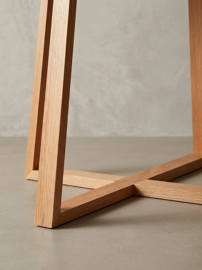 Couchtisch Eiche massiv mit Glasplatte, modernes Design, überkreuztes Gestell