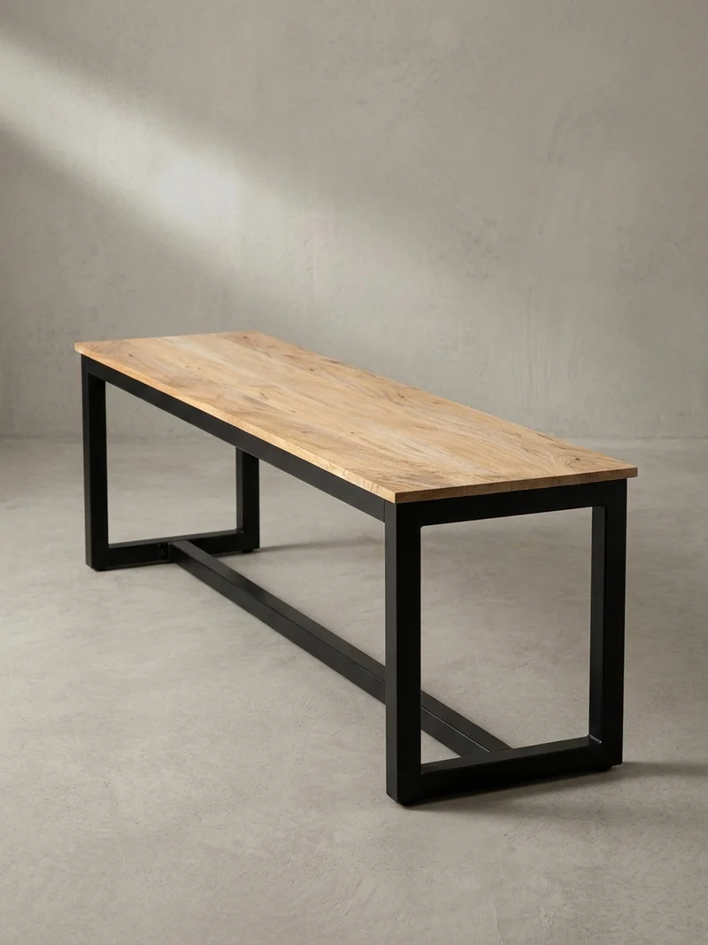 Esszimmerbank Massivholz Metall Loft-Stil ohne Lehne