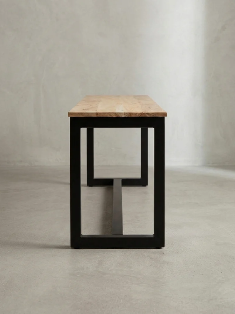 Esszimmerbank Massivholz Metall Loft-Stil ohne Lehne