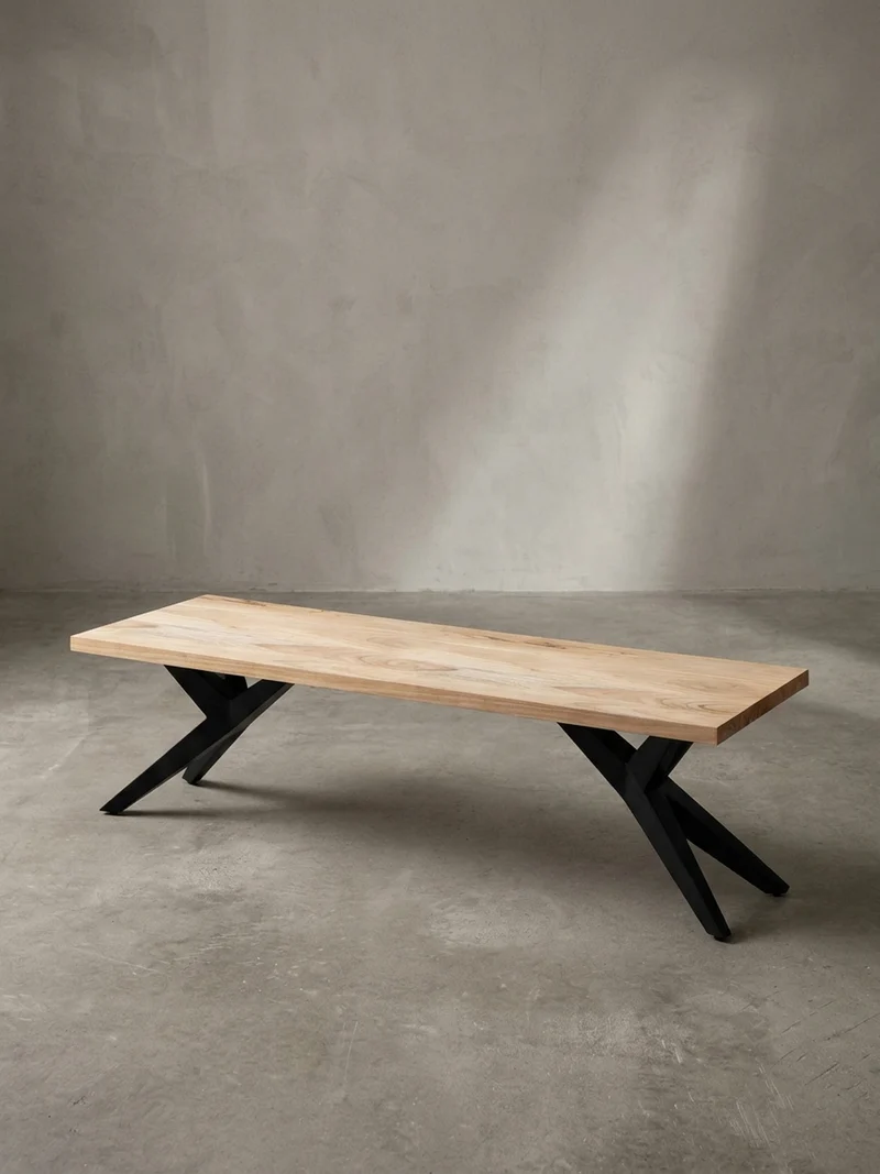 Esszimmerbank Massivholz Metall Loft-Stil