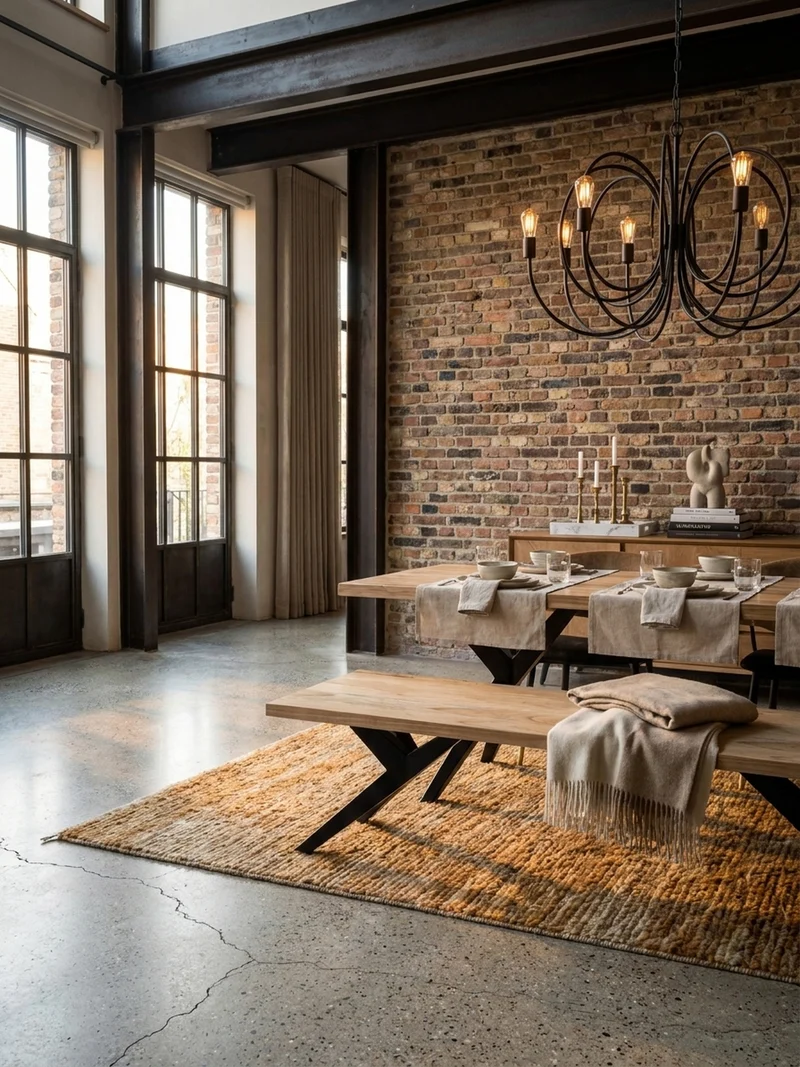 Esszimmerbank Massivholz Metall Loft-Stil