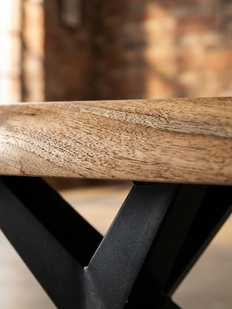 Esszimmerbank Massivholz Metall Loft-Stil