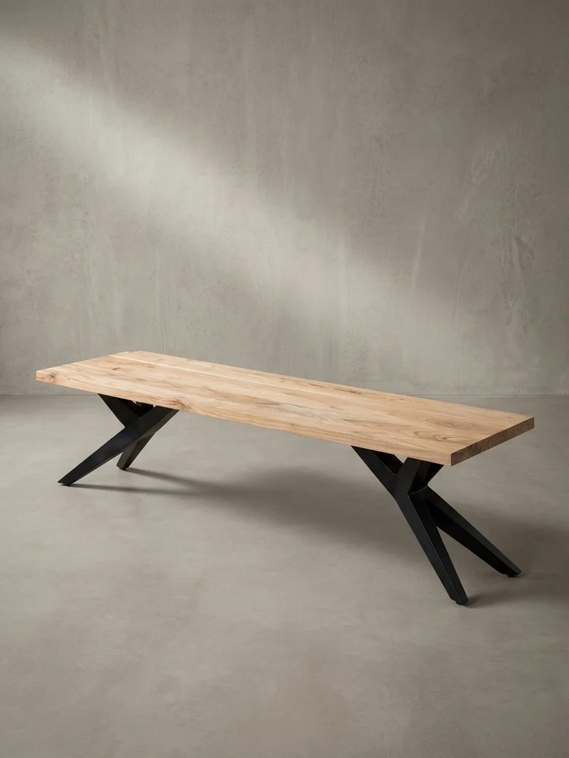 Esszimmerbank Massivholz Metall Loft-Stil
