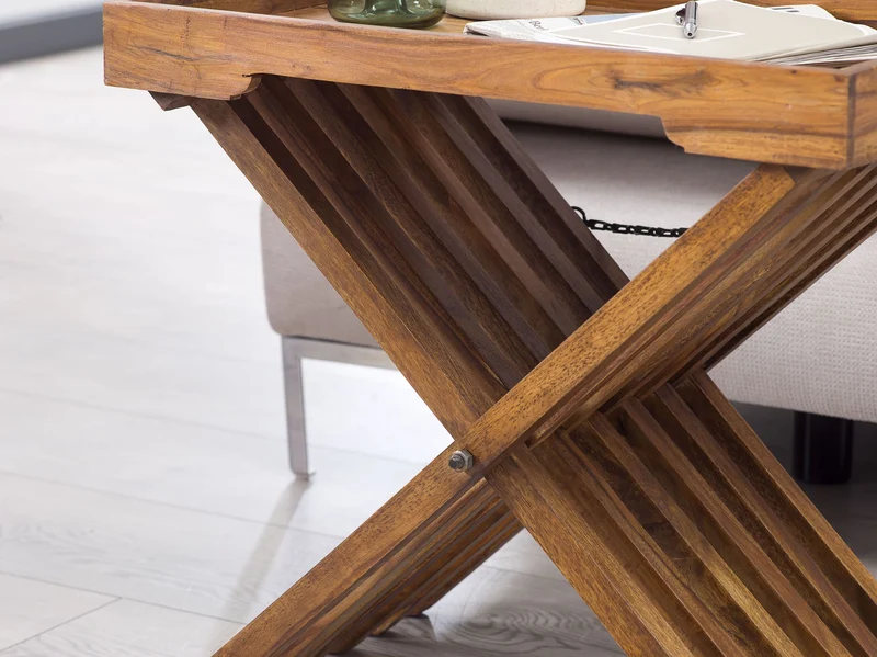 Beistelltisch – Klappbar Massivholz 60x57 cm mit Tablett