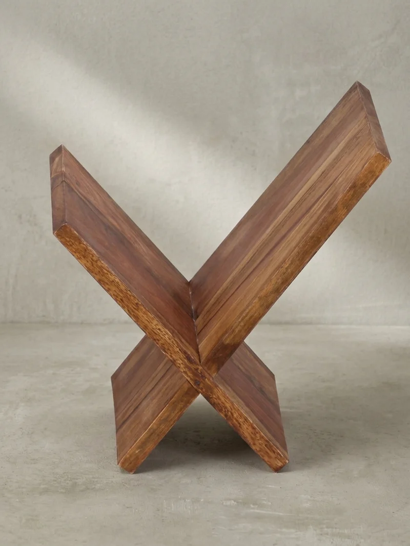 Zeitungsständer Massivholz Handgefertigt X-Form