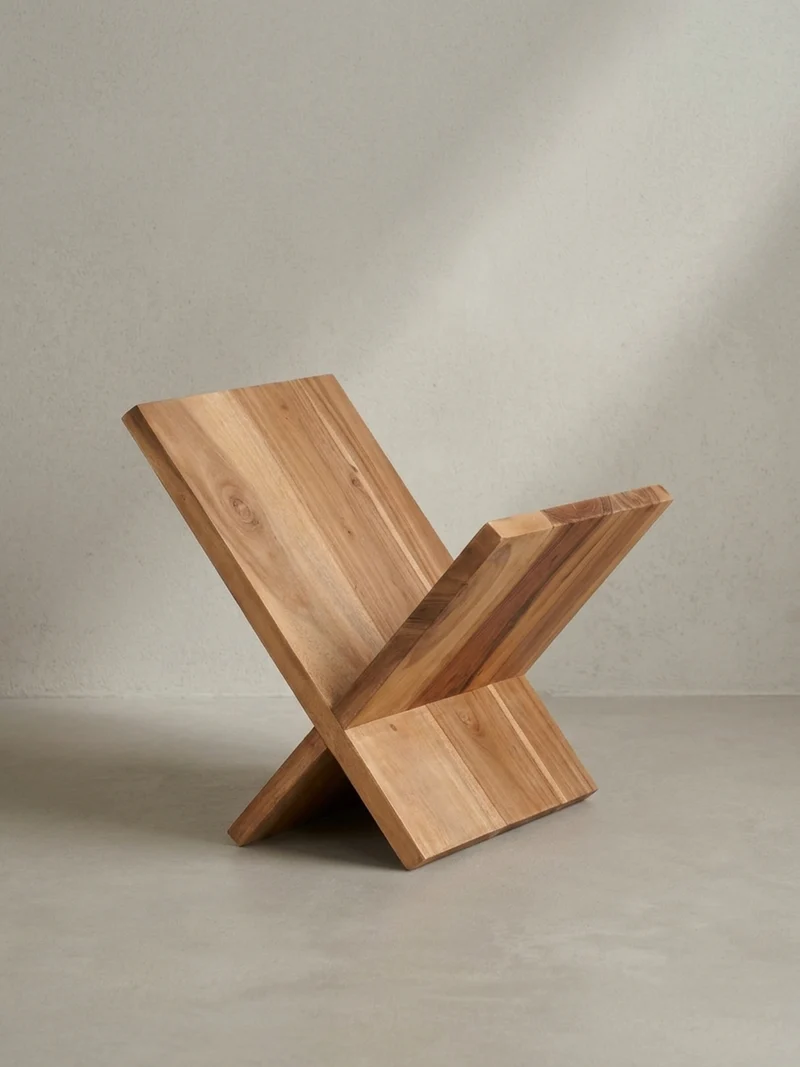 Zeitungsständer Massivholz Handgefertigt X-Form