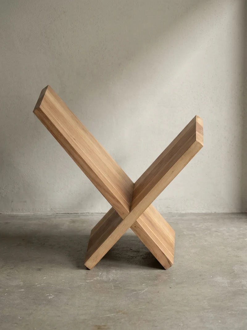 Zeitungsständer Massivholz Handgefertigt X-Form