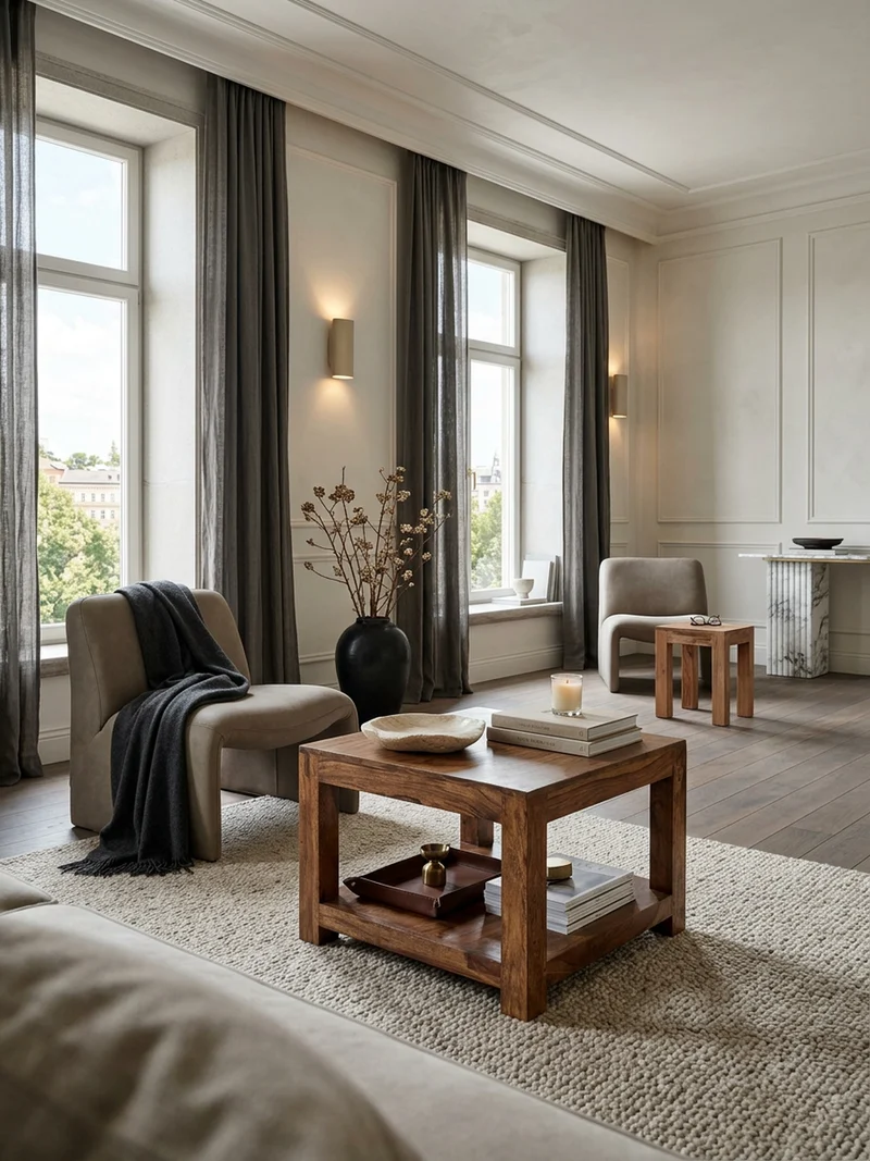 Couchtisch Massivholz im Landhausstil mit Ablagefach und pflegeleichter Oberfläche