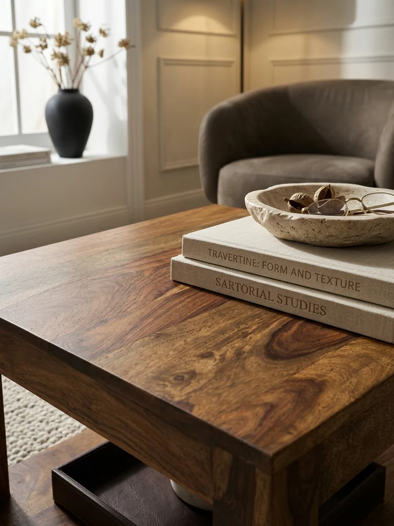 Couchtisch Massivholz im Landhausstil mit Ablagefach und pflegeleichter Oberfläche