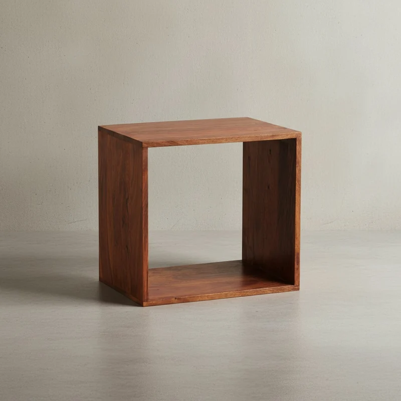Beistelltisch Massivholz Regalform Cube