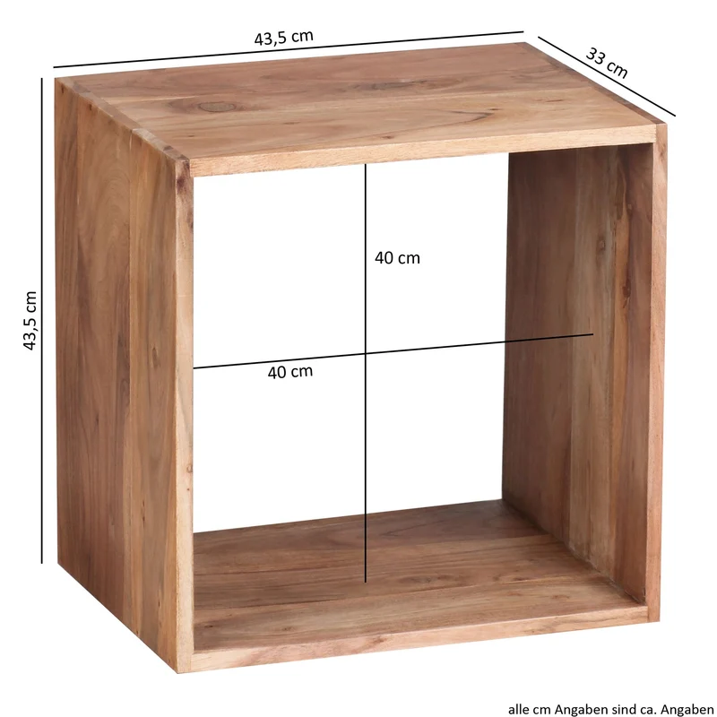 Beistelltisch Massivholz Regalform Cube