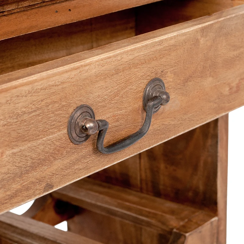 Massivholz Weinregal TINI H85cm Rustic-Grey Mahagoni