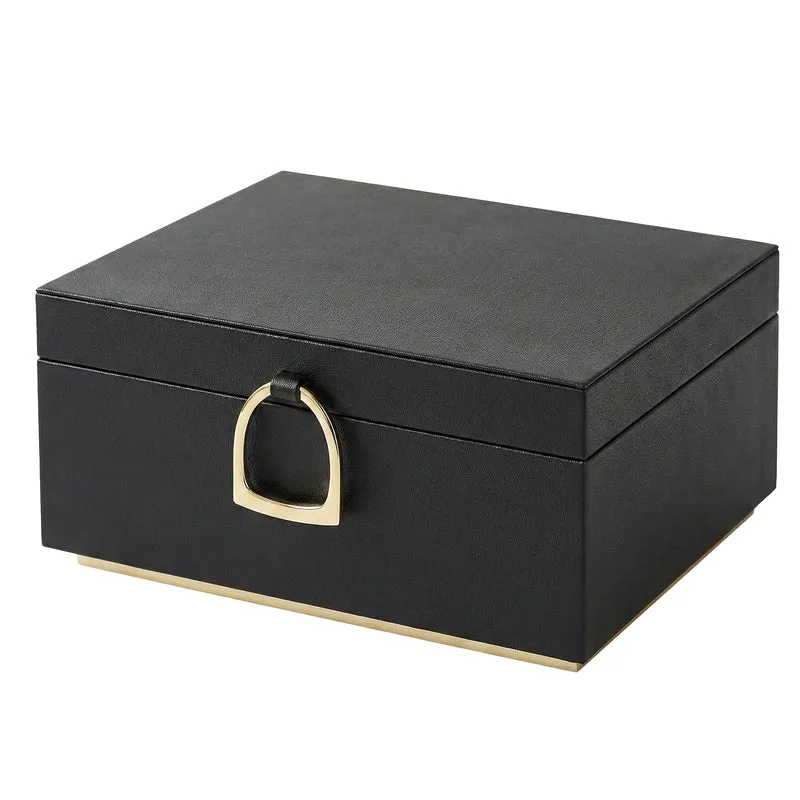 Schmuckkästchen 2 Ebenen mit Griff und flexiblem Schmucktablett schwarz