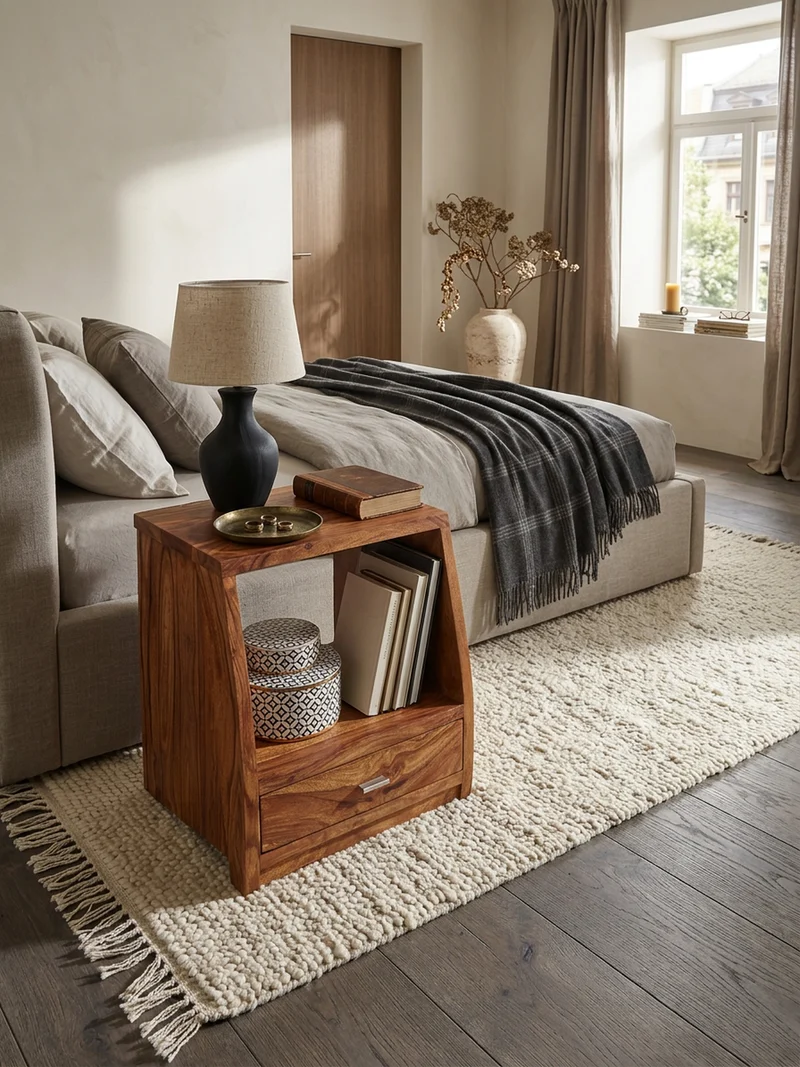 Nachttisch – Massivholz, Schublade & Ablage, Landhausstil