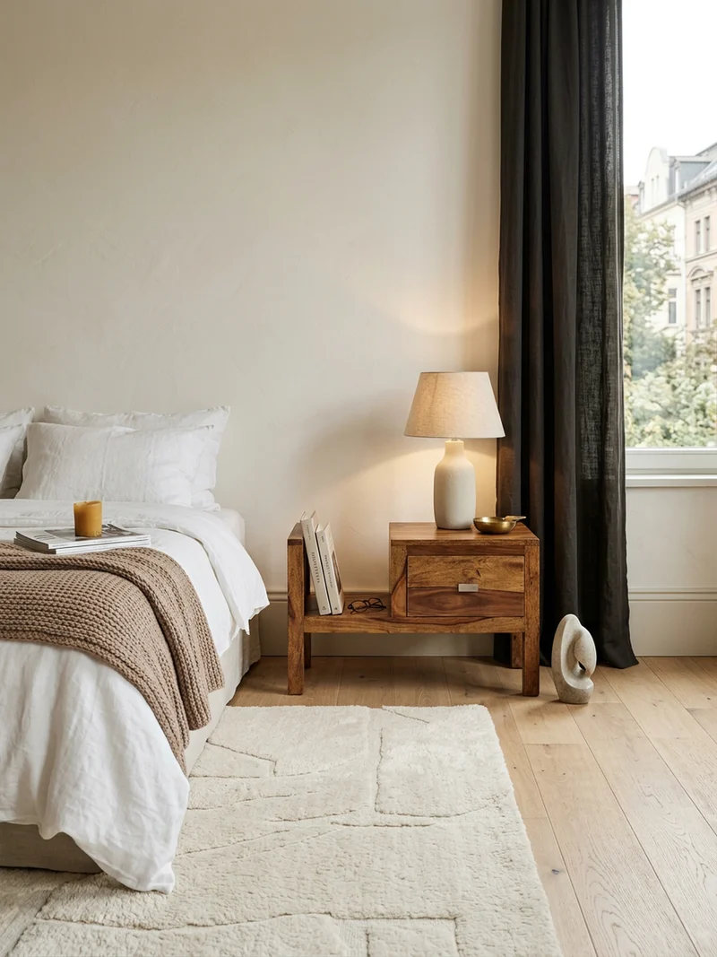 Nachttisch – Massivholz, Landhausstil, Schublade & Ablage