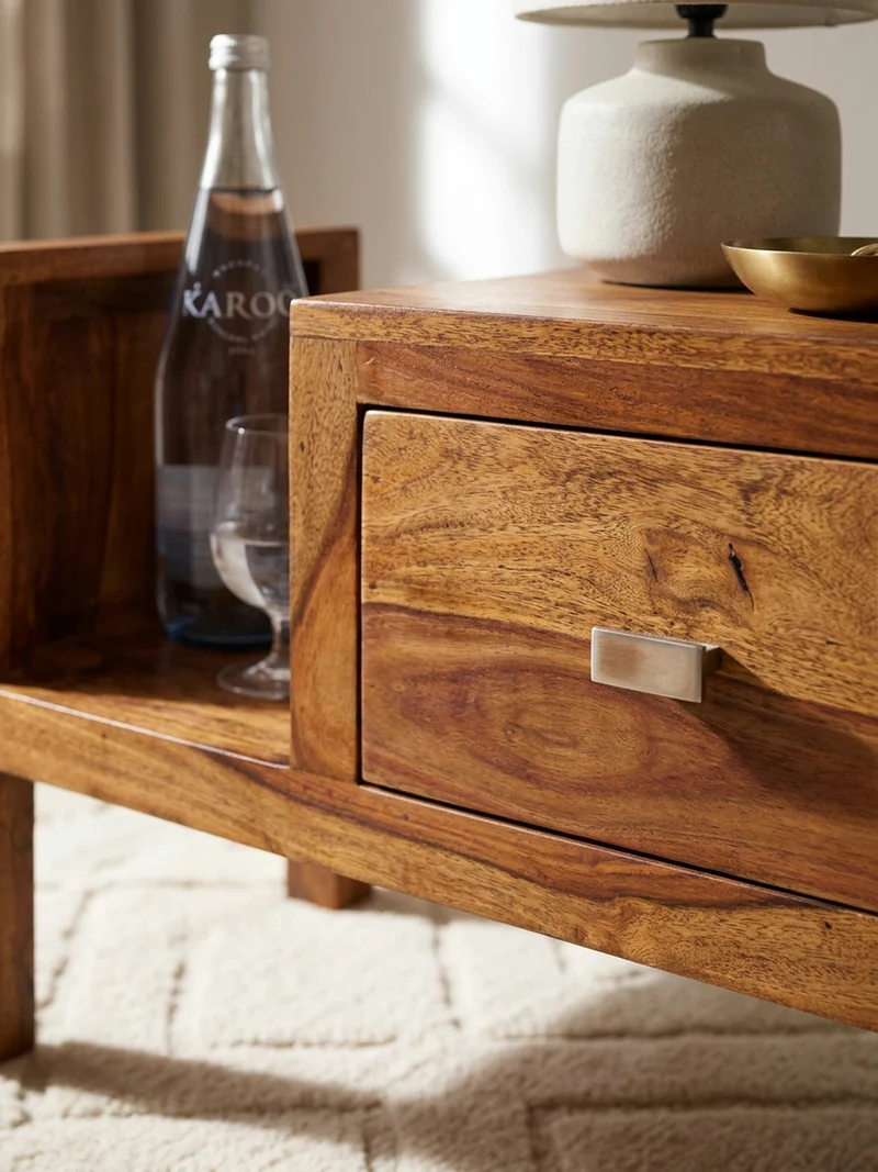 Nachttisch – Massivholz, Landhausstil, Schublade & Ablage