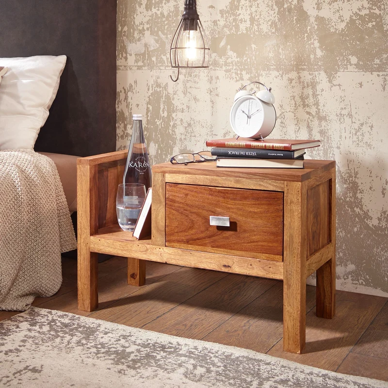 Nachttisch – Massivholz, Landhausstil, Schublade & Ablage