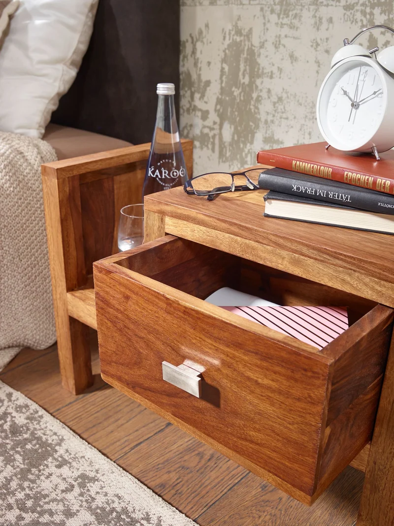 Nachttisch – Massivholz, Landhausstil, Schublade & Ablage