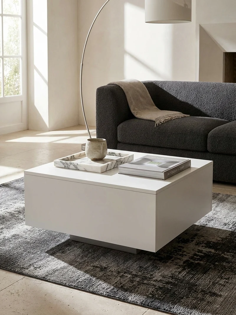 Couchtisch aus Holz, Puristisches Design, C-Form