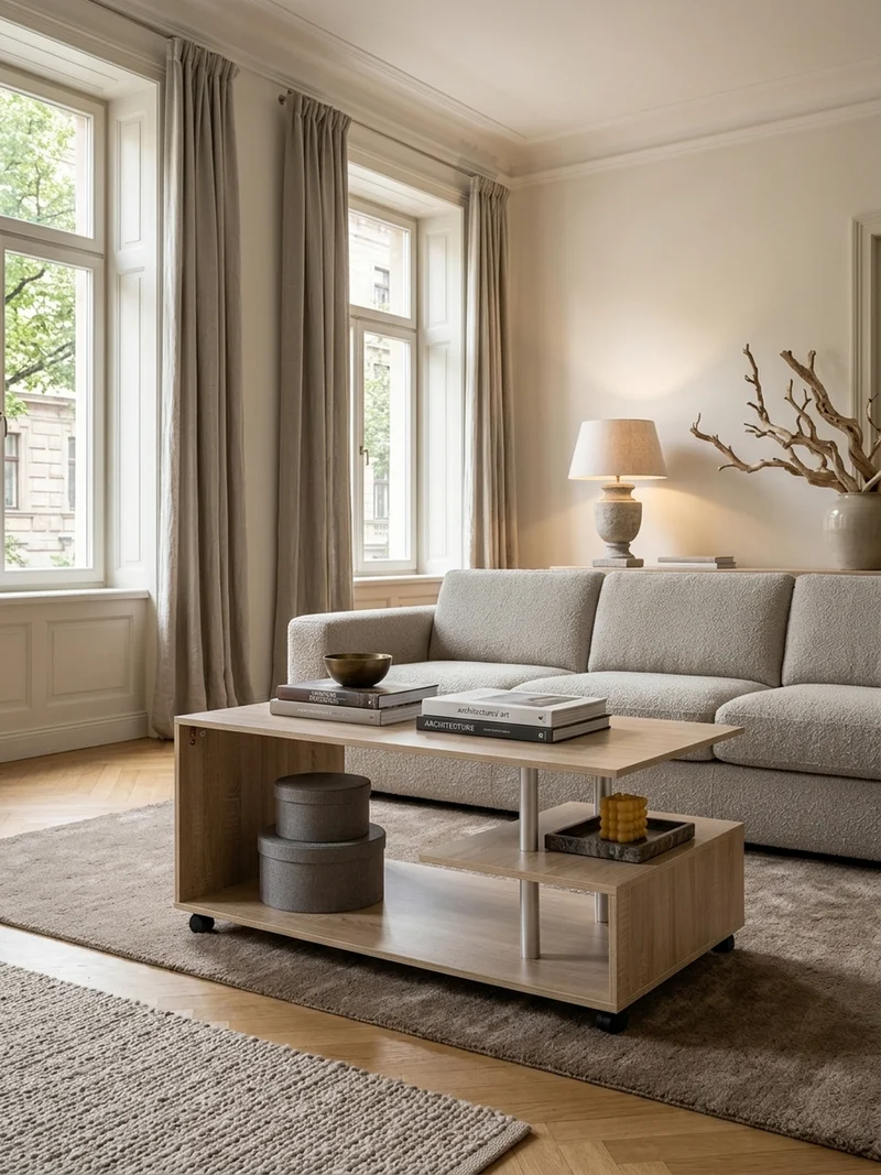 Couchtisch Eleganza in Grau, Melaminharzbeschichtung, mit geräumigen Ablageflächen