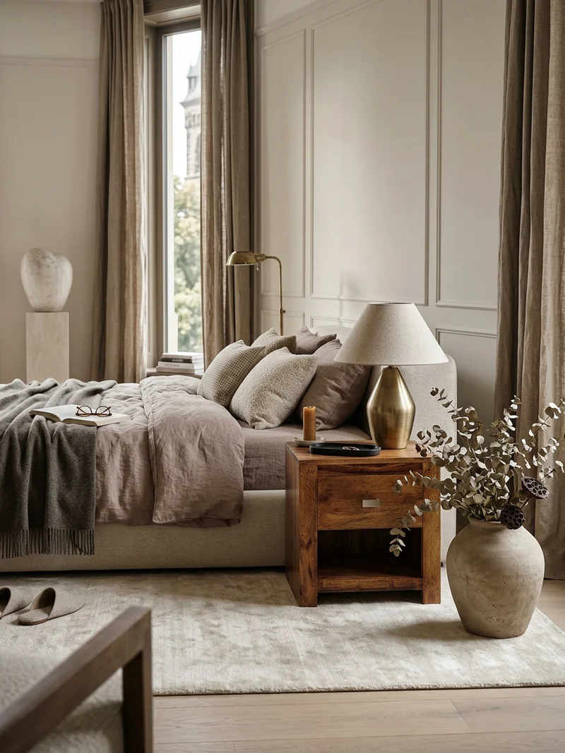 Nachttisch – Massivholz, Landhausstil, Ablage & Schublade, Griff verchromt
