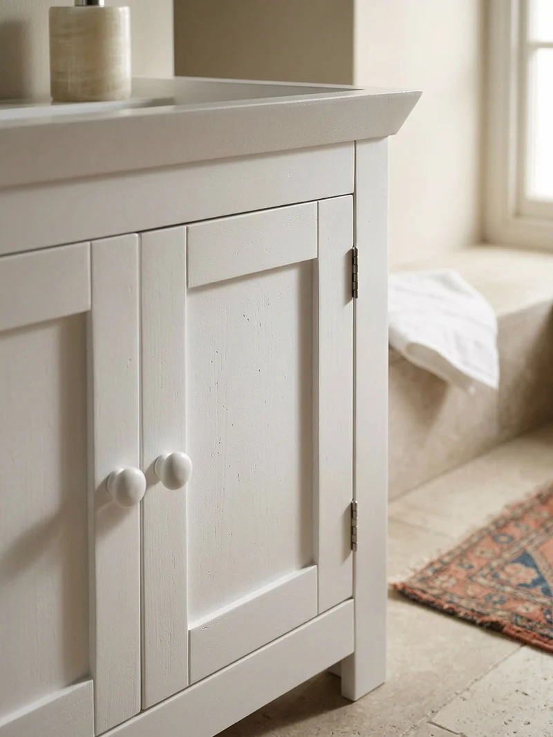 Waschbeckenunterschrank Weiß 50x25x41 cm im Landhausstil aus MDF