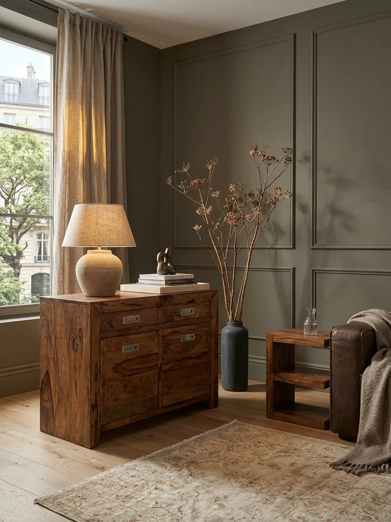 Sideboard – Massivholz, 90 cm, 2 Türen, Schubladen, viel Stauraum