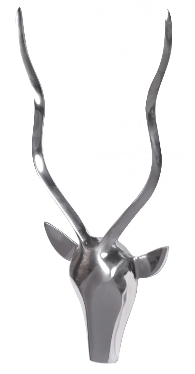 Wanddeko Hirschgeweih Aluminium silberfarben 33x54x4 cm modern handgefertigt