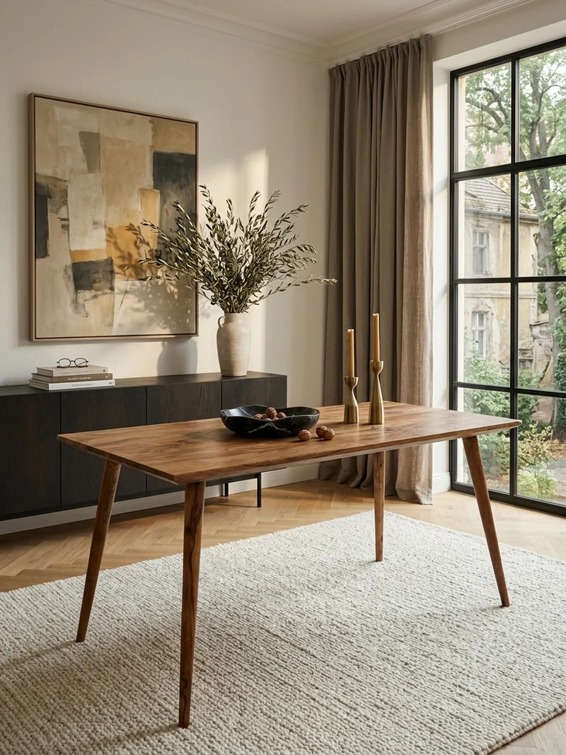 Esstisch Massivholz Braun Landhausstil Handgefertigt