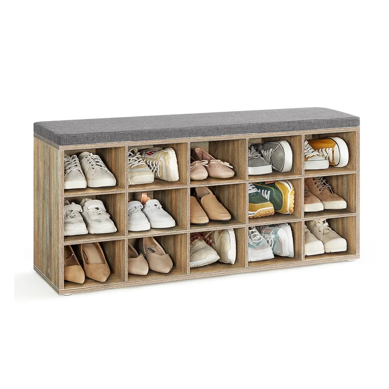 Schuhbank mit Kissen und 15 Fächern