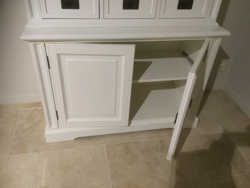 Schrank weiß, Vitrine weiß Landhaus, Geschirrschrank weiß im Landhausstil, Breite 119 cm
