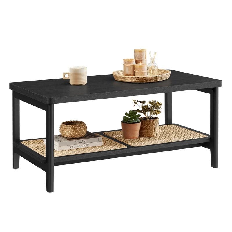Couchtisch 2 Ebenen mit Stauraum Boho-Stil