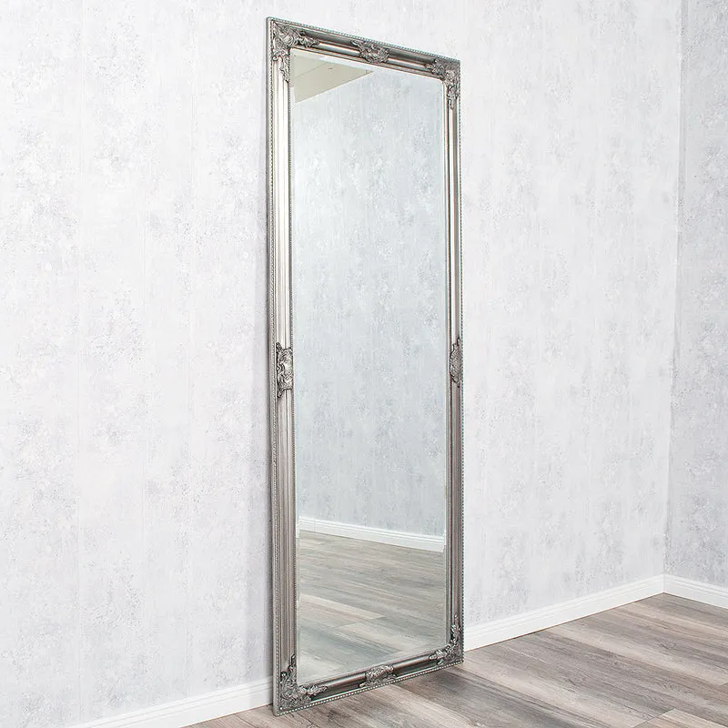 Eleganter Barock Spiegel BESSA 160x60cm silber-antik Holzrahmen