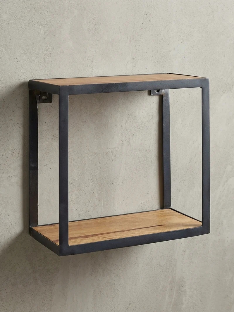 Wandregal Holz Metall Modern Stil 35x35x18 cm