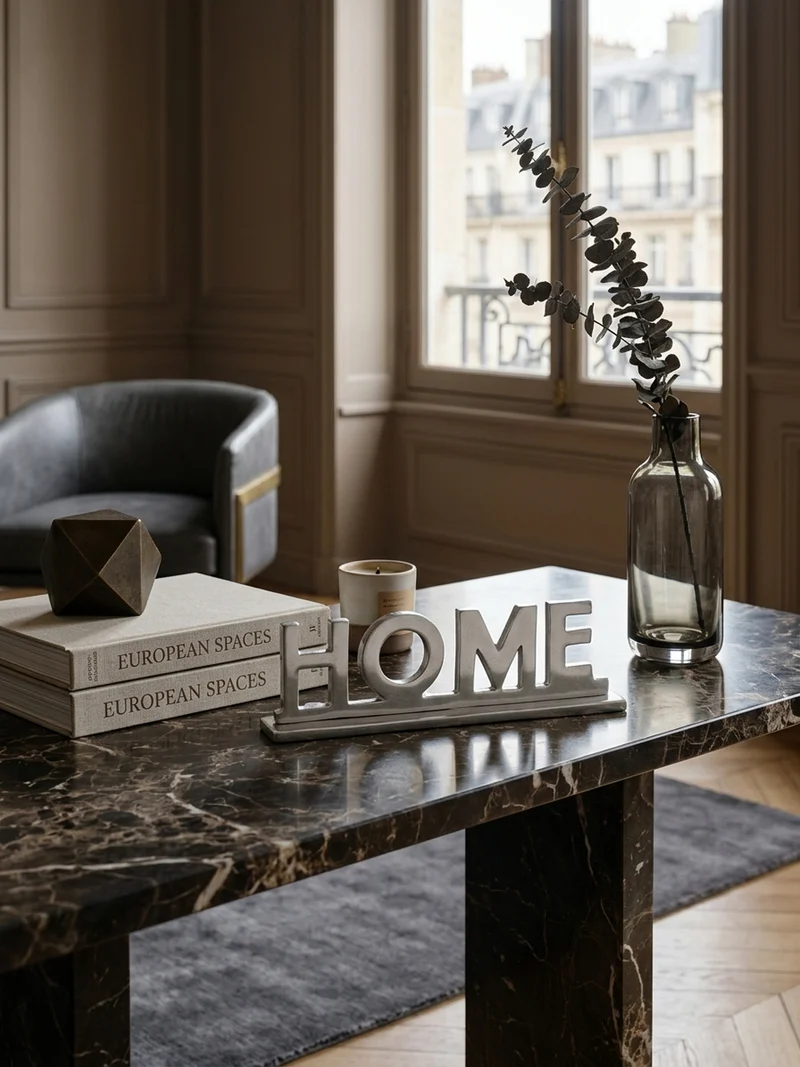 Wohnaccessoire Schriftzug aus Aluminium, 22 cm Silberdeko für Tisch und Regal