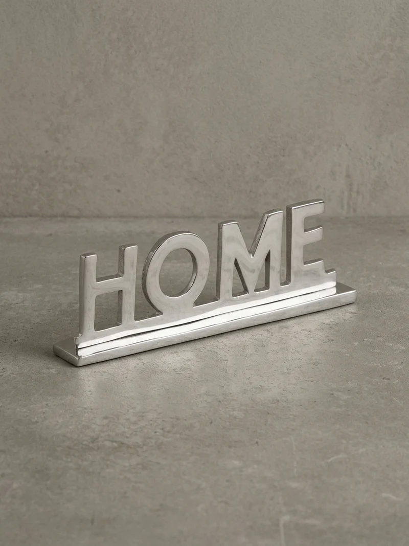 Wohnaccessoire Schriftzug aus Aluminium, 22 cm Silberdeko für Tisch und Regal