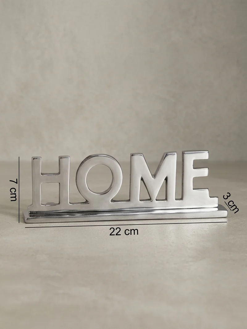 Wohnaccessoire Schriftzug aus Aluminium, 22 cm Silberdeko für Tisch und Regal