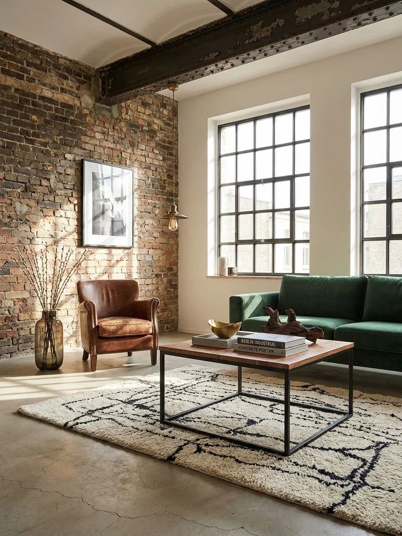 Couchtisch Industrial, Akazienholz mit Eisengestell, handgefertigt, robust und stabil