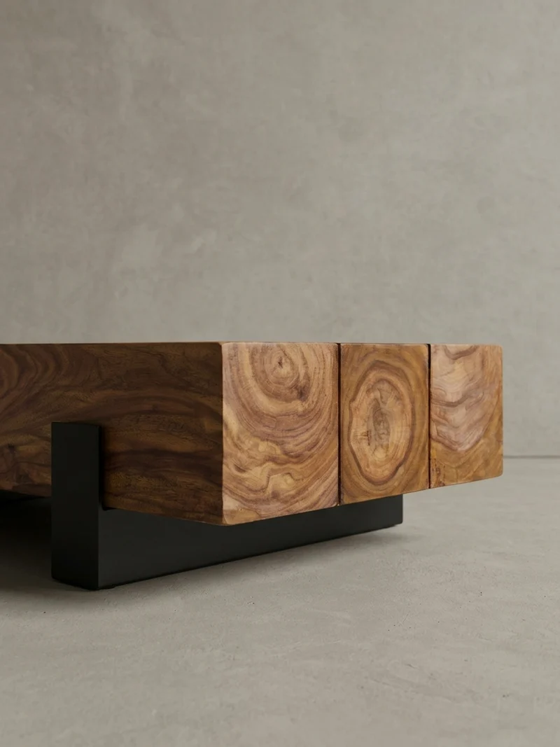 Sofatisch Massivholz, Handgefertigt, Schutzlackversiegelt, Puristisch Modern, 115x44x22cm